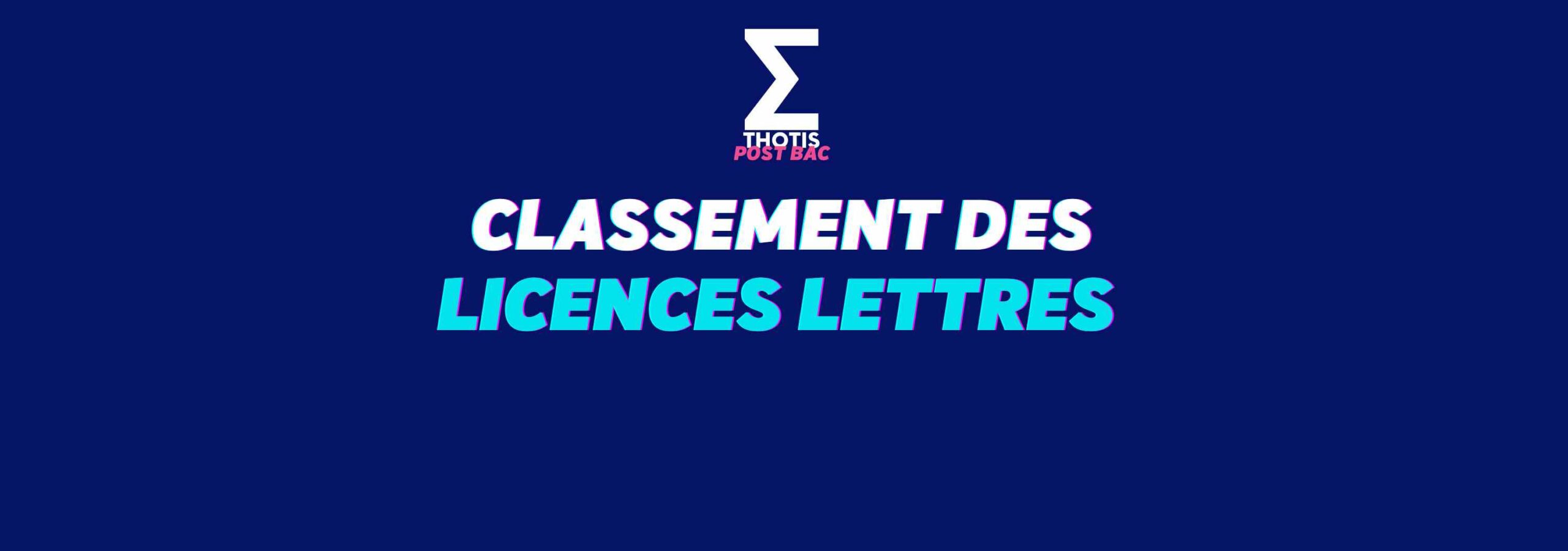 Le classement Thotis des licences Lettres 2024 Thotis