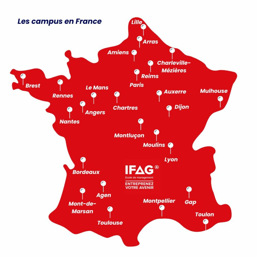 carte des campus IFAG en France