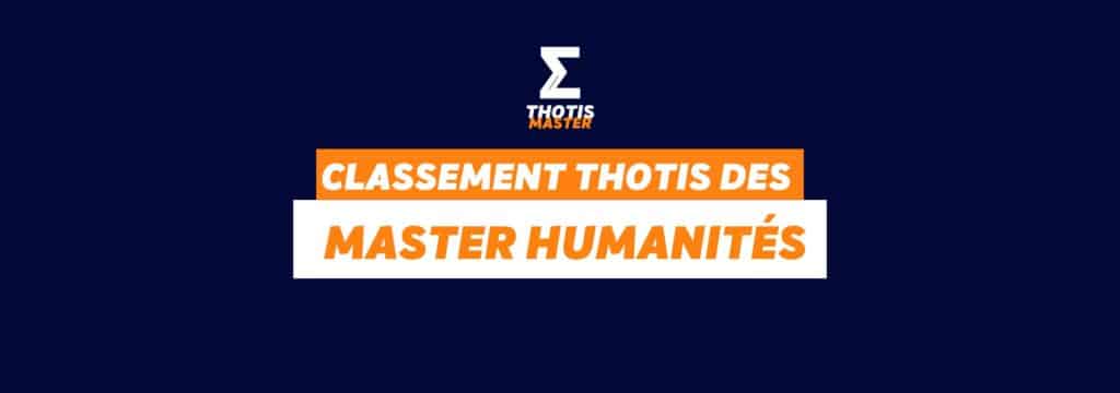 Classement Thotis des Master Humanités en 2025