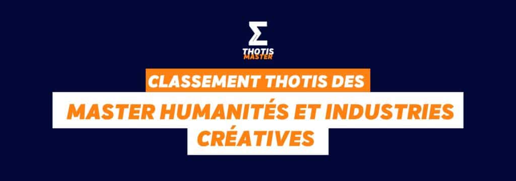 Classement Thotis des Masters Humanités et industries créatives en 2025