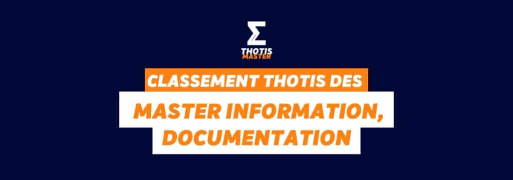 Classement Thotis Masters information, documentation en 2025