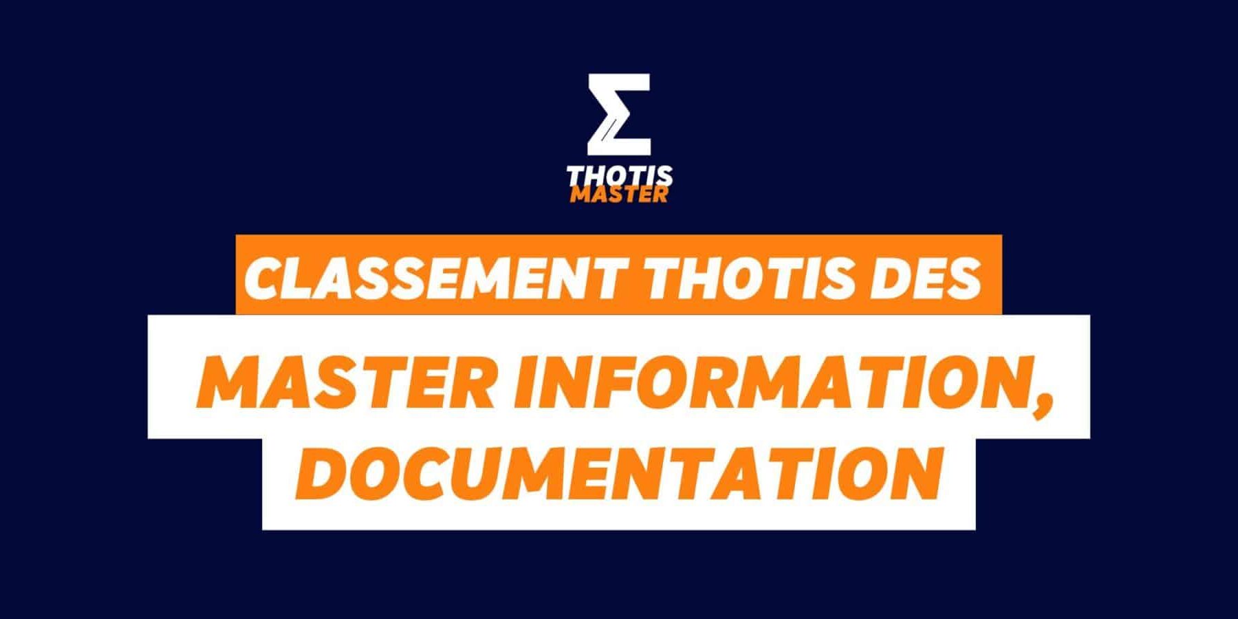 Classement Thotis Masters information, documentation en 2025