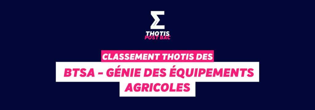 Classement BTSA - Génie des équipements agricoles
