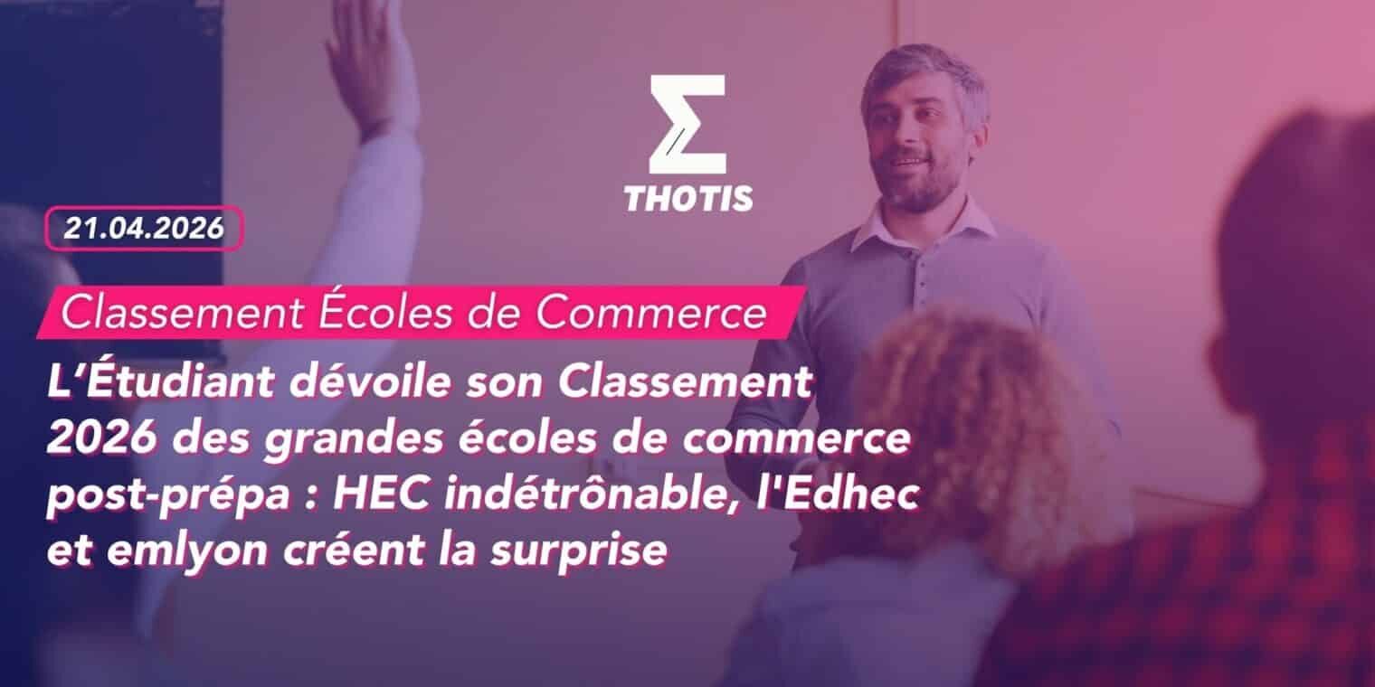 L’Étudiant dévoile son Classement 2026 des grandes écoles de commerce post-prépa : HEC indétrônable, l'Edhec et emlyon créent la surprise