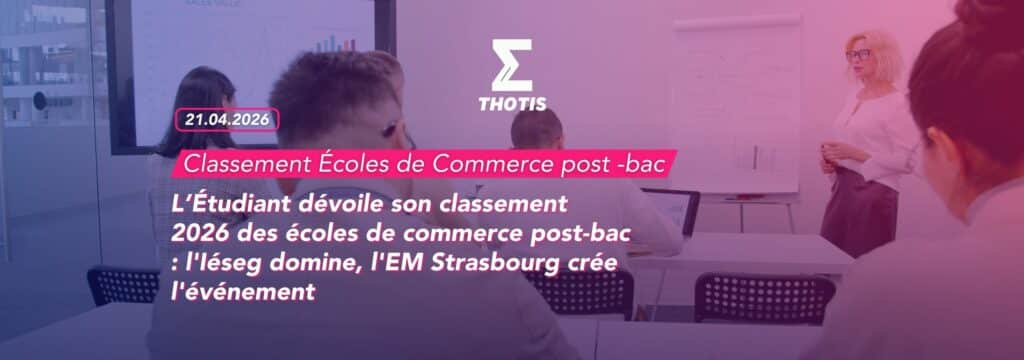 L’Étudiant dévoile son classement 2026 des écoles de commerce post-bac : l'Iéseg domine, l'EM Strasbourg crée l'événement