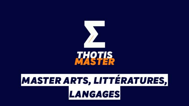 Brand logo: white zigzag Z above orange 'MASTER' and white 'THOTIS' on a dark blue background, with bold white boxed text listing arts, literature, languages.