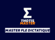 Logo with a large white stylized 'Z' and the words 'THOTIS MASTER' in white and orange on a dark blue background; below, a white banner reads 'MASTER FLE DICTATIQUE'.