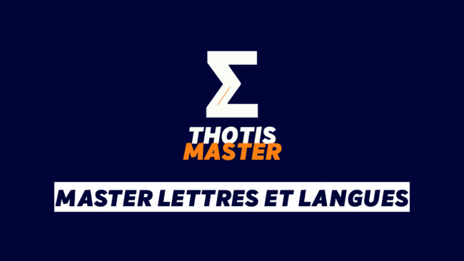 Logo: large white stylized Z with orange accent on a dark blue background, accompanied by the words 'THOTIS MASTER' in white and orange. Beneath is a white banner reading 'MASTER LETTRES ET LANGUES'.