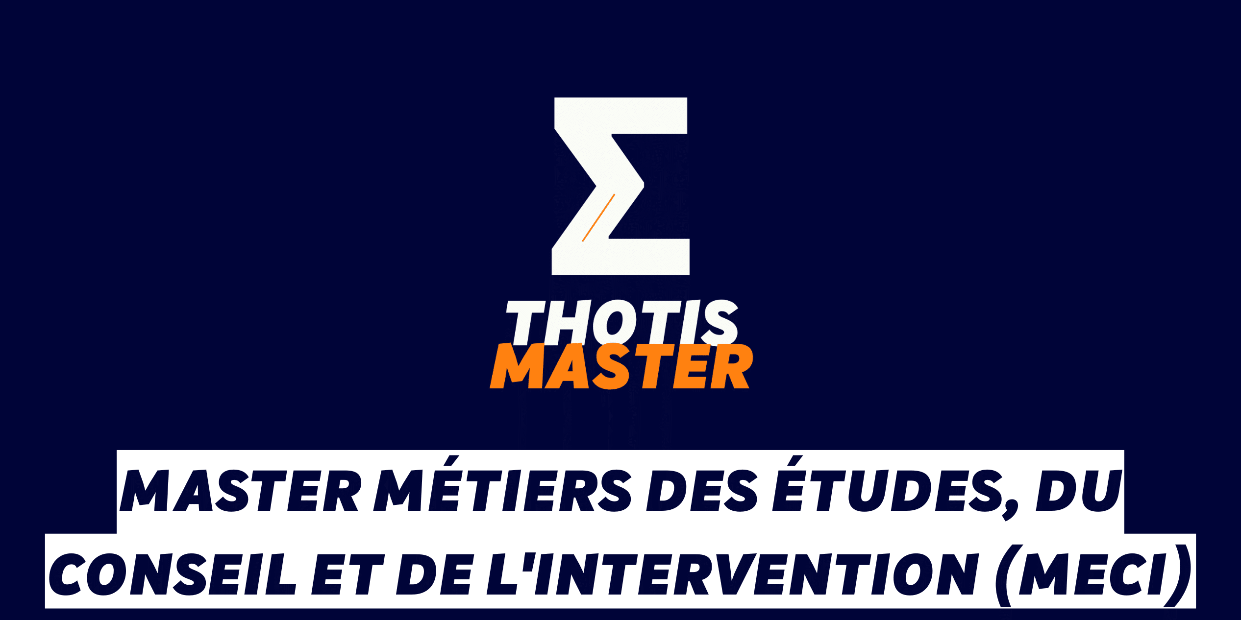 Brand logo: white zigzag 'Z' mark above 'THOTIS MASTER' in white and orange on a dark blue background, with a white French headline banner below.
