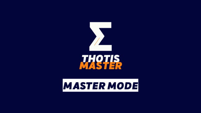 Master Mode Brand logo on a navy background: a white zigzag 'Z' above the text 'THOTIS MASTER' with 'MASTER' in orange and 'THOTIS' in white.