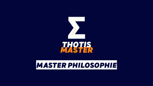 Logo on dark blue background: a white zigzag 'Z' above the words 'THOTIS' (white) and 'MASTER' (orange), followed by a white banner reading 'MASTER PHILOSOPHIE' in bold.