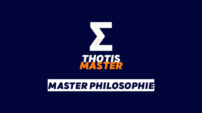 Logo on dark blue background: a white zigzag 'Z' above the words 'THOTIS' (white) and 'MASTER' (orange), followed by a white banner reading 'MASTER PHILOSOPHIE' in bold.