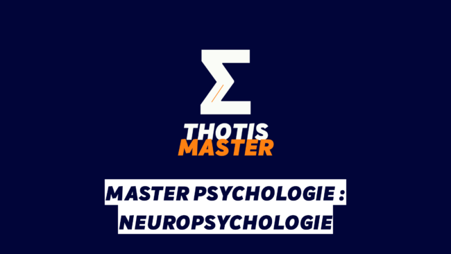 Master Psychologie neuropsychologie Poster with navy background, white Z-style logo, bold 'THOTIS MASTER' in white and orange, and a white caption block reading 'MASTER PSYCHOLOGIE: NEUROPSYCHOLOGIE'.