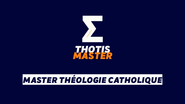 Master Théologie catholique Logo for THOTIS MASTER: large white stylized Z on dark blue, with bold white 'THOTIS' and orange 'MASTER' text; banner below reads 'MASTER THÉOLOGIE CATHOLIQUE'.