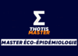 Logo for 'THOTIS MASTER' with a large white zigzag symbol, orange 'MASTER' text, on a dark blue gradient background; below is a white banner reading 'MASTER ÉCO-ÉPIDÉMIOLOGIE'.