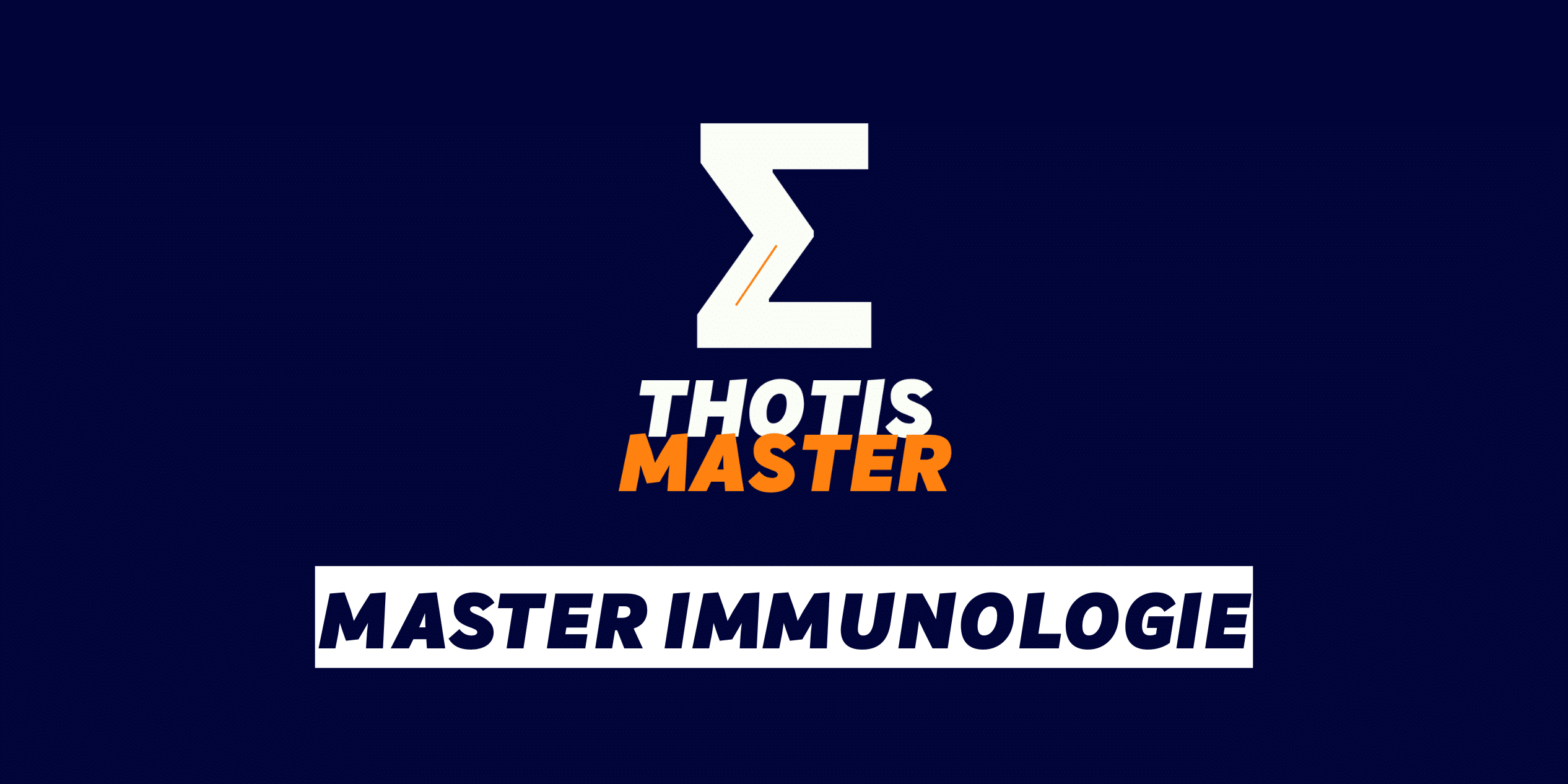 Master Immunologie Logo featuring a large white stylized Z on a dark blue gradient, with the words 'THOTIS MASTER' (white 'THOTIS', orange 'MASTER') and a white banner reading 'MASTER IMMUNOLOGIE' beneath it.