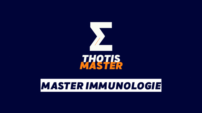 Logo featuring a large white stylized Z on a dark blue gradient, with the words 'THOTIS MASTER' (white 'THOTIS', orange 'MASTER') and a white banner reading 'MASTER IMMUNOLOGIE' beneath it.