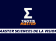 Brand logo with a white Z-like symbol and 'THOTIS MASTER' in white/orange, on a dark blue background; below, a white banner reads 'MASTER SCIENCES DE LA VISION' in bold navy letters.
